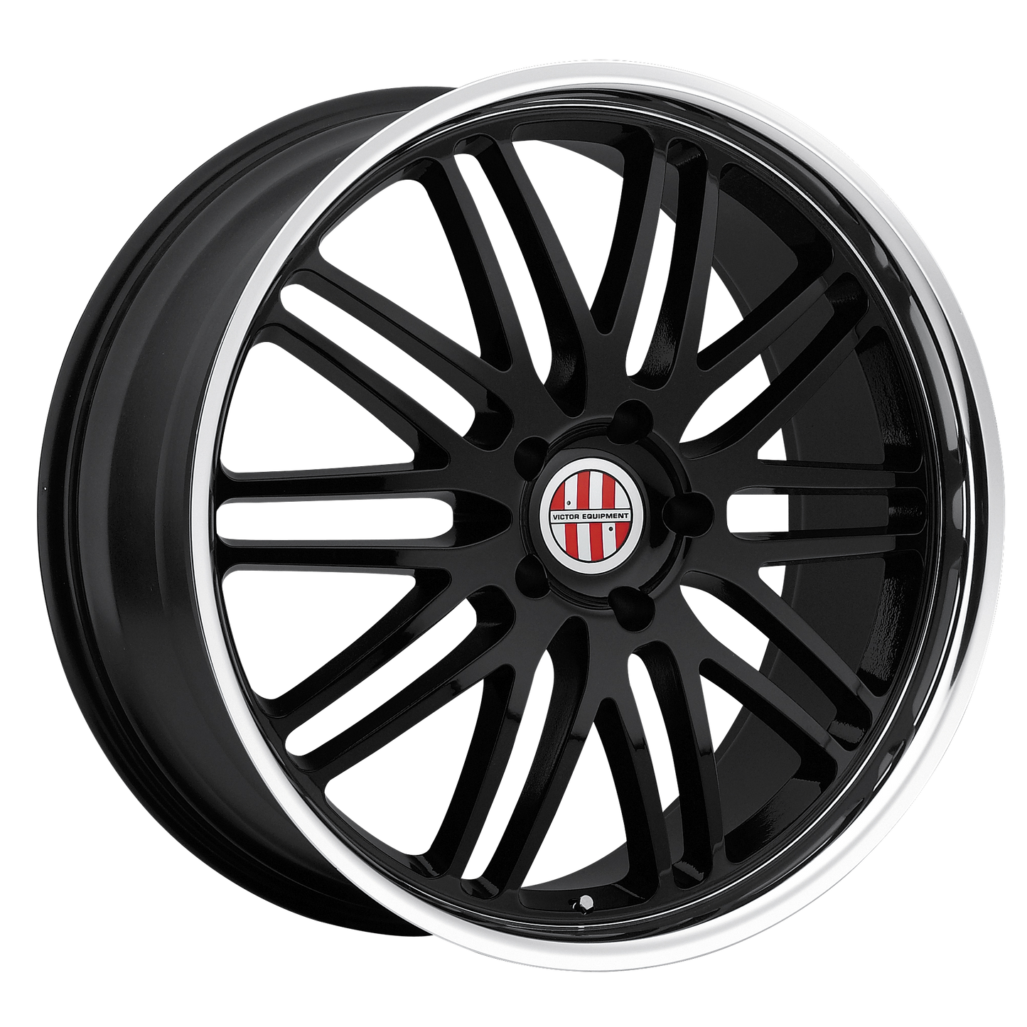 Set of 4: Victor Equipment Lemans Wheel, 20x11.0 +49 Offset 5x130, Gloss Black W/ Mirror Cut Lip - 2011VIL495130B71