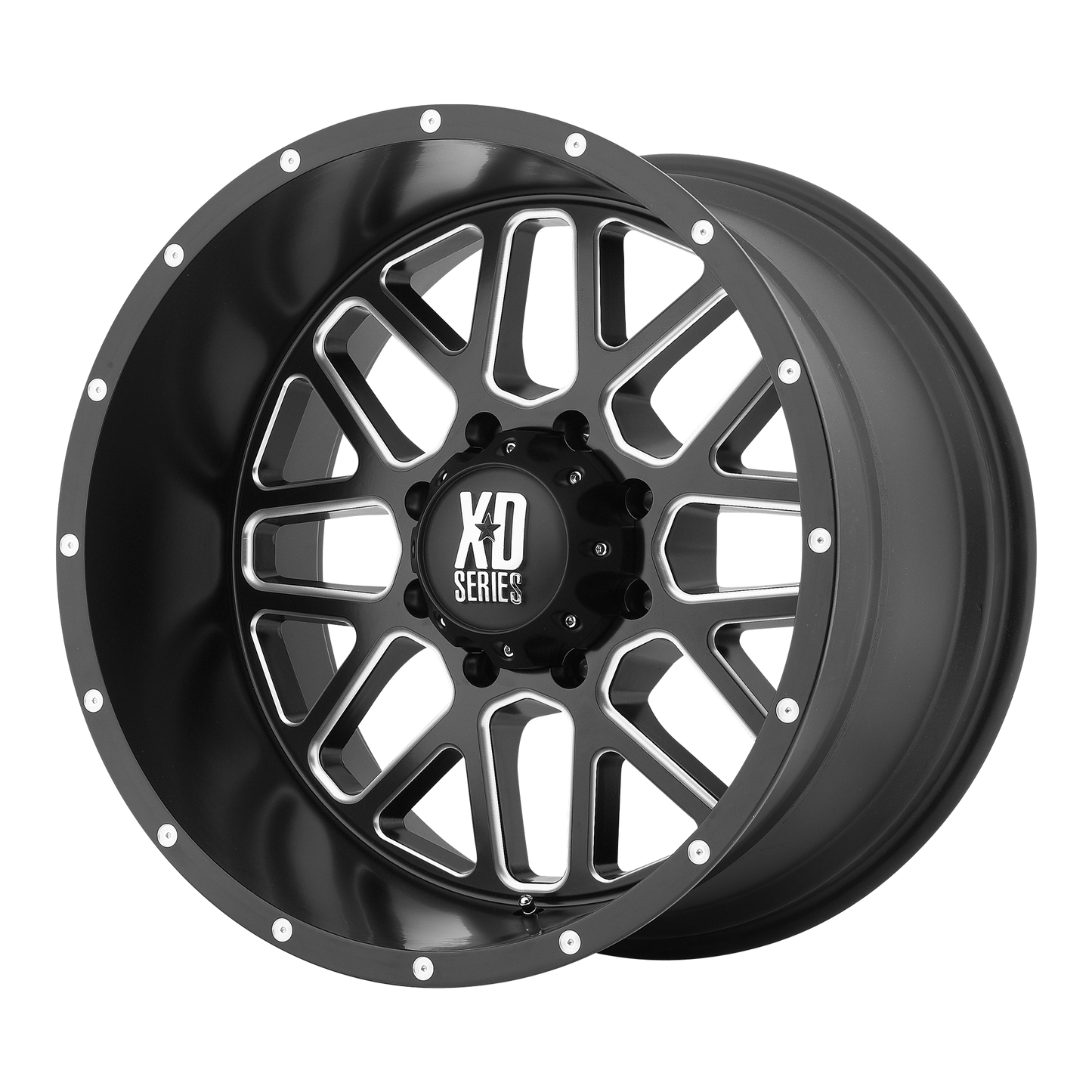 Set of 4: XD Xd820 Grenade Wheel, 22x10.0 -24 Offset 5x127, Satin Black Milled - XD82022050924N