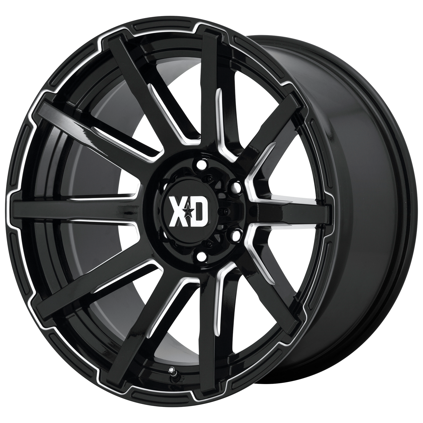 Set of 4: XD Xd847 Outbreak Wheel, 22x10.0 +12 Offset 8x165.1, Gloss Black Milled - XD84722080312