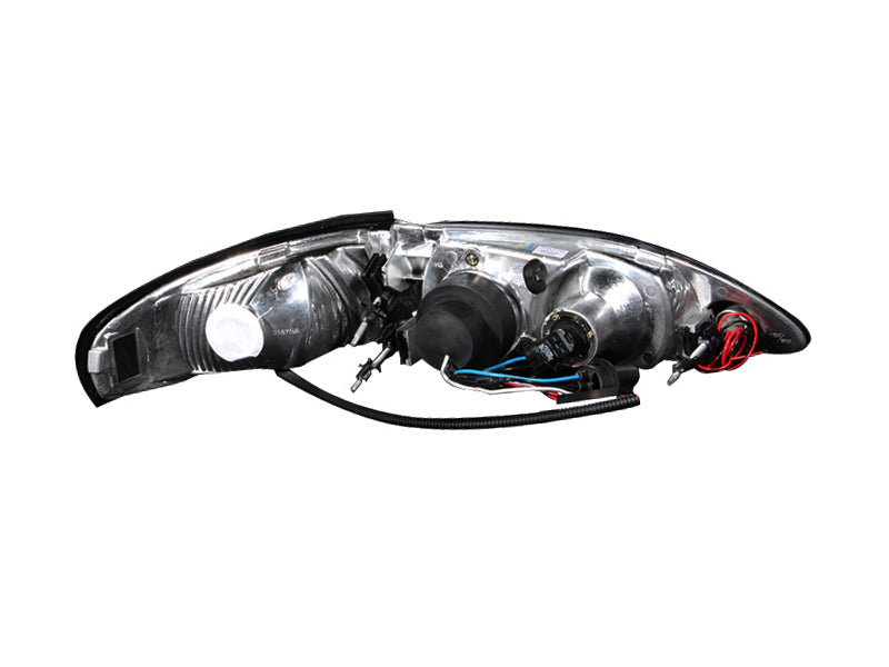 ANZO 1994-1998 Ford Mustang Projector Headlights w/ Halo Black 1pc - 121038