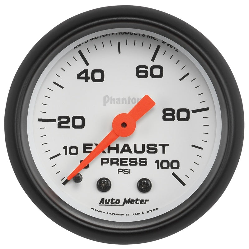 Autometer Phantom 2-1/16in 0-100 PSI Mechnical Exhaust (Drive) Pressure Gauge - 5726