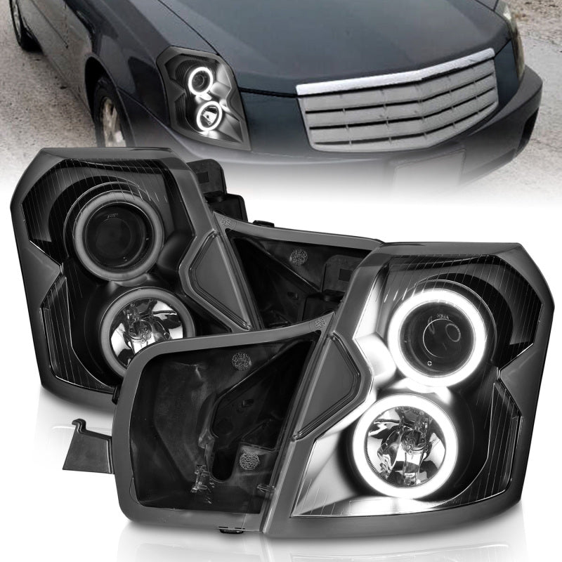 ANZO 2003-2007 Cadillac Cts Projector Headlights w/ Halo Black (CCFL) - 121417