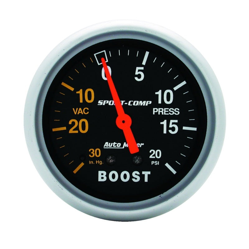 Autometer Sport-Comp 2-5/8in 30 IN HG/20 PSI Mechanical Boost/Vacuum Gauge - 3401