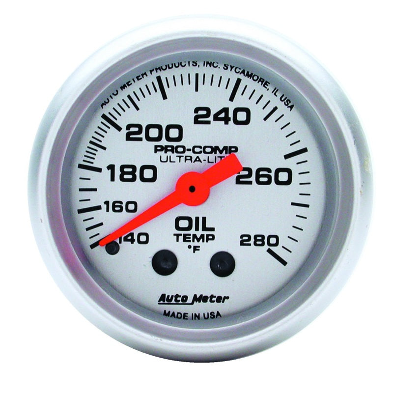 Autometer Ultra-Lite 52mm 140-280 Deg F Mechanical Oil Temp Gauge - 4341