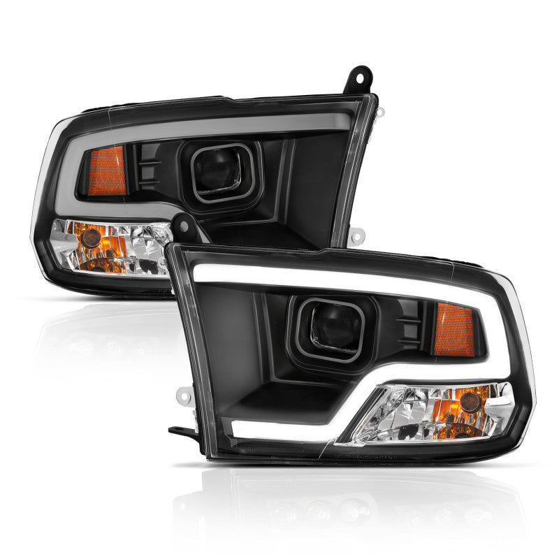 ANZO 09-18 Dodge Ram 1500 Plank Style Projector Headlights Black - 111404