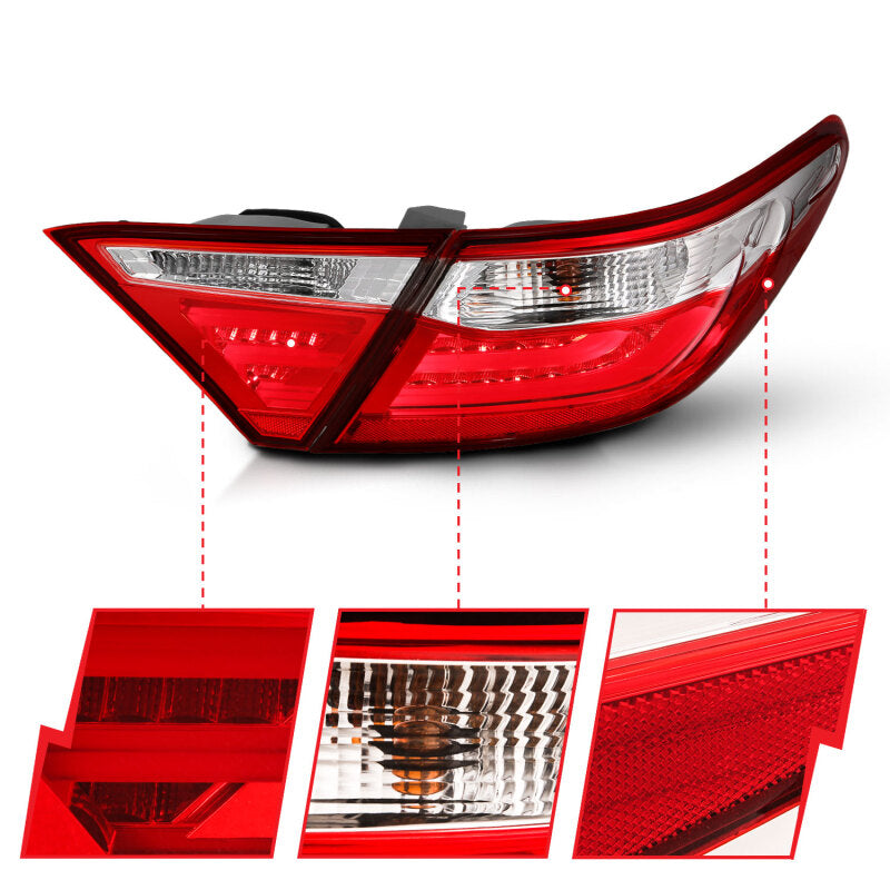 ANZO 2015-2016 Toyota Camry LED Taillights Red/Clear - 321335