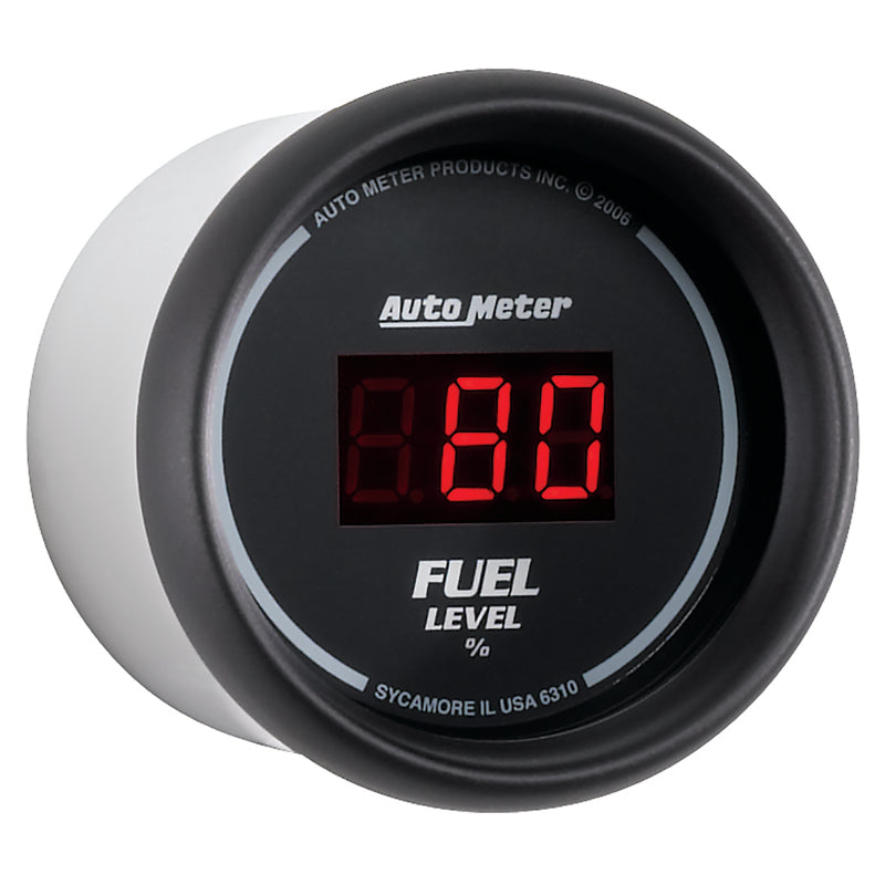 Autometer 52mm Black Digital Programmable Empty-Full Fuel Level Gauge - 6310