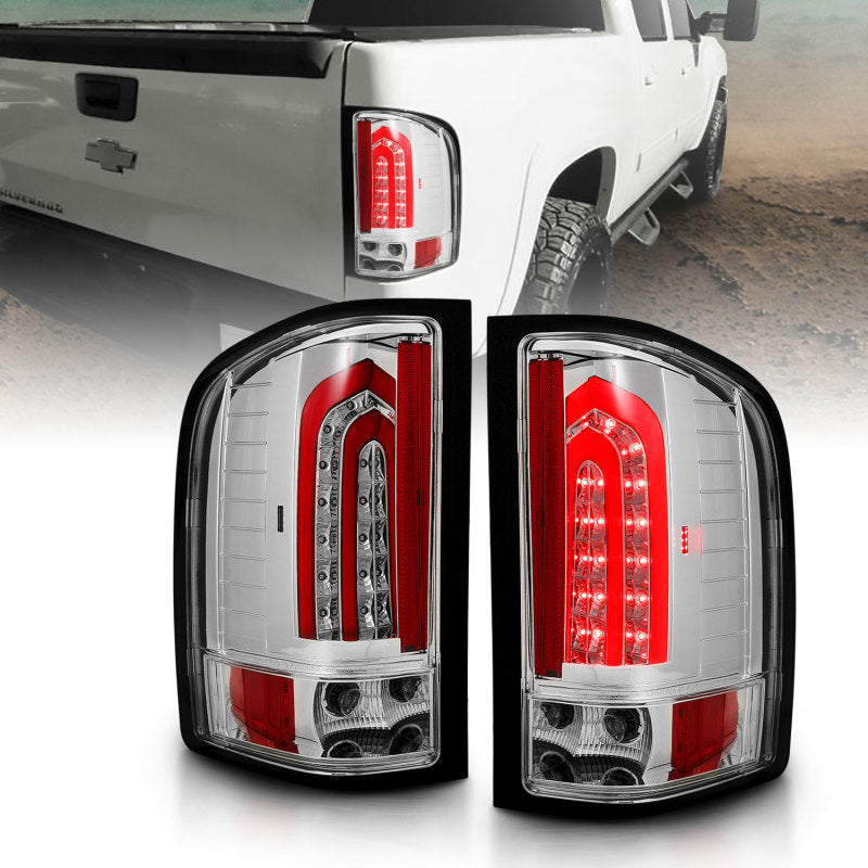 ANZO 2007-2013 Chevrolet Silverado 1500 LED Taillights Chrome - 321341