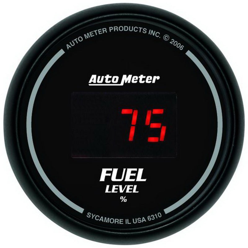 Autometer 52mm Black Digital Programmable Empty-Full Fuel Level Gauge - 6310