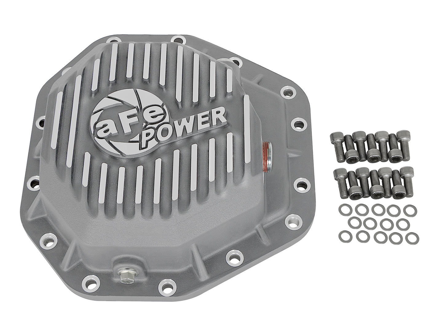 aFe Power Street Ser Rear Diff Cover Raw w/Mach Fin - 46-70350