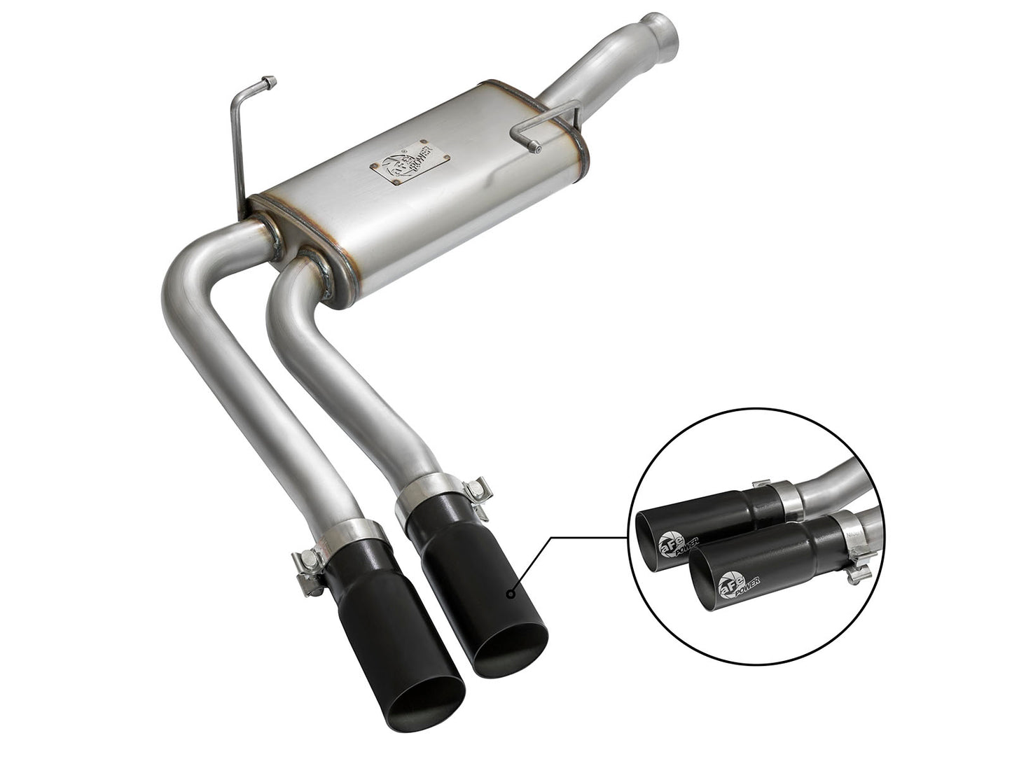 aFe Rebel Series CB Middle-Side Exit SS Exhaust w/ Black - 49-44070-B