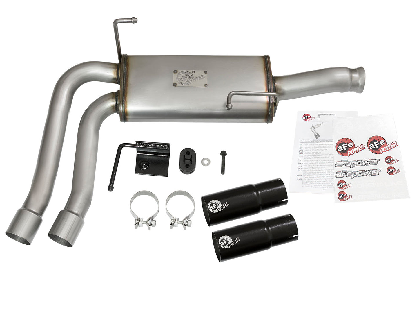 aFe Rebel Series CB Middle-Side Exit SS Exhaust w/ Black - 49-44070-B