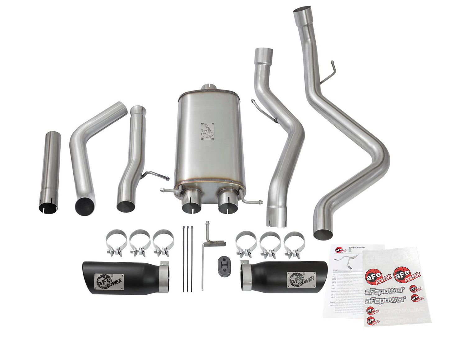 aFe MACH Force-Xp 3in CB SS Dual Exhaust w/Black Tips - 49-44071-B