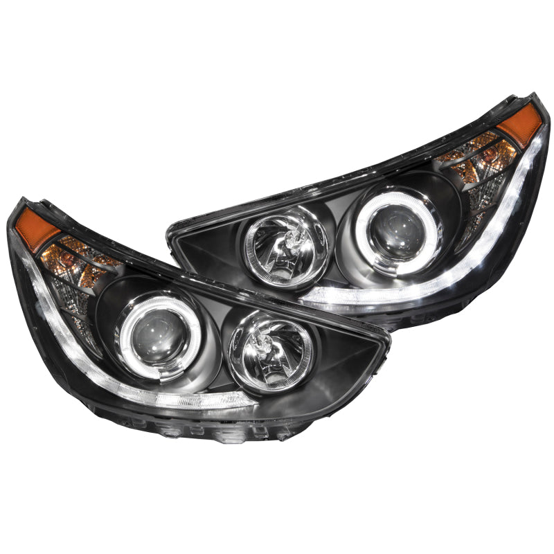 ANZO 2012-2013 Hyundai Accent Projector Headlights w/ Halo Black (CCFL) - 121476