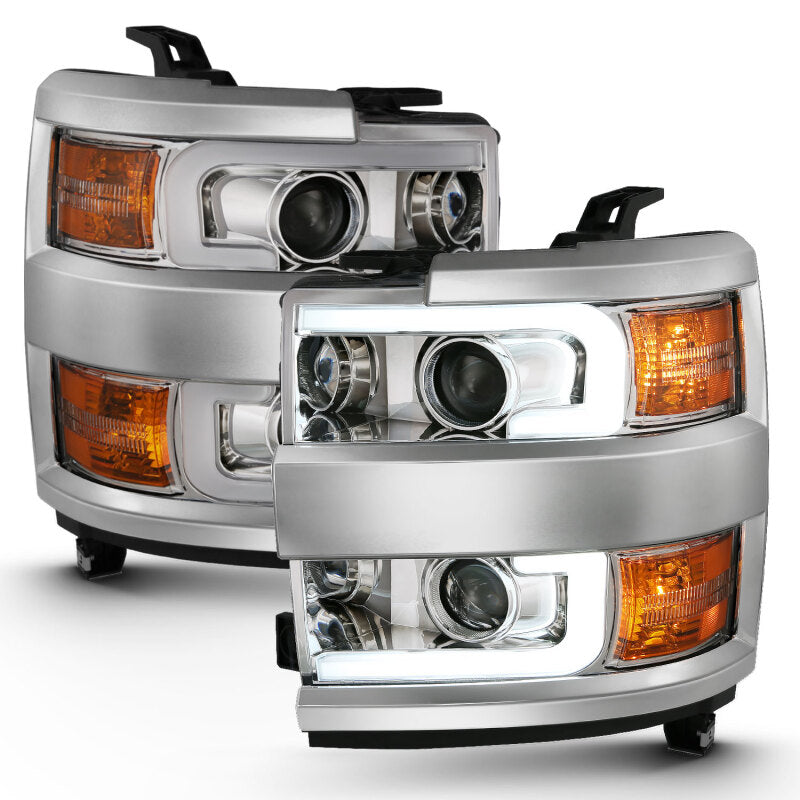 ANZO 2015-2016 Chevrolet Silverado Projector Headlights w/ Plank Style Design - 111360