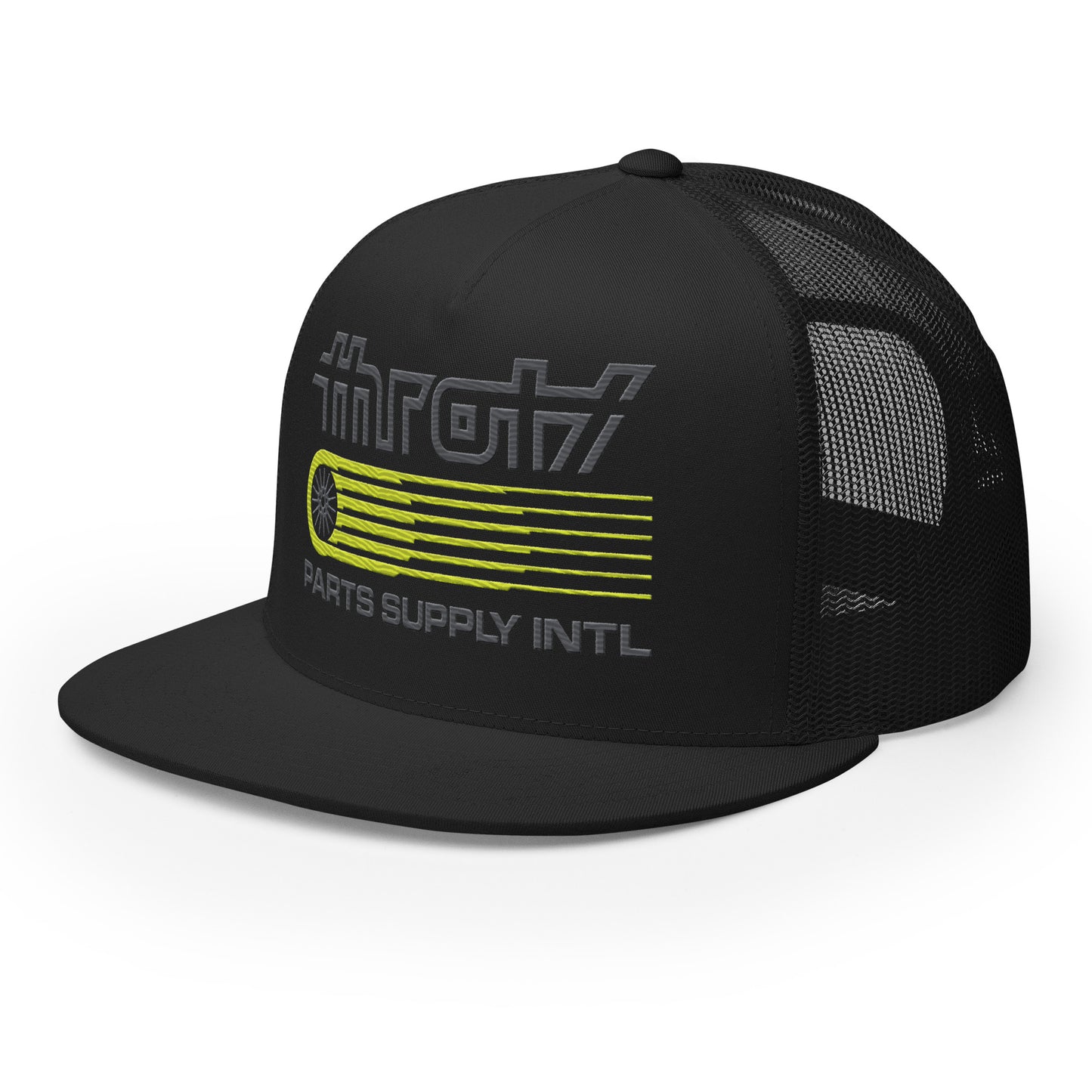 throtl International Parts Supply Short Black Trucker Hat