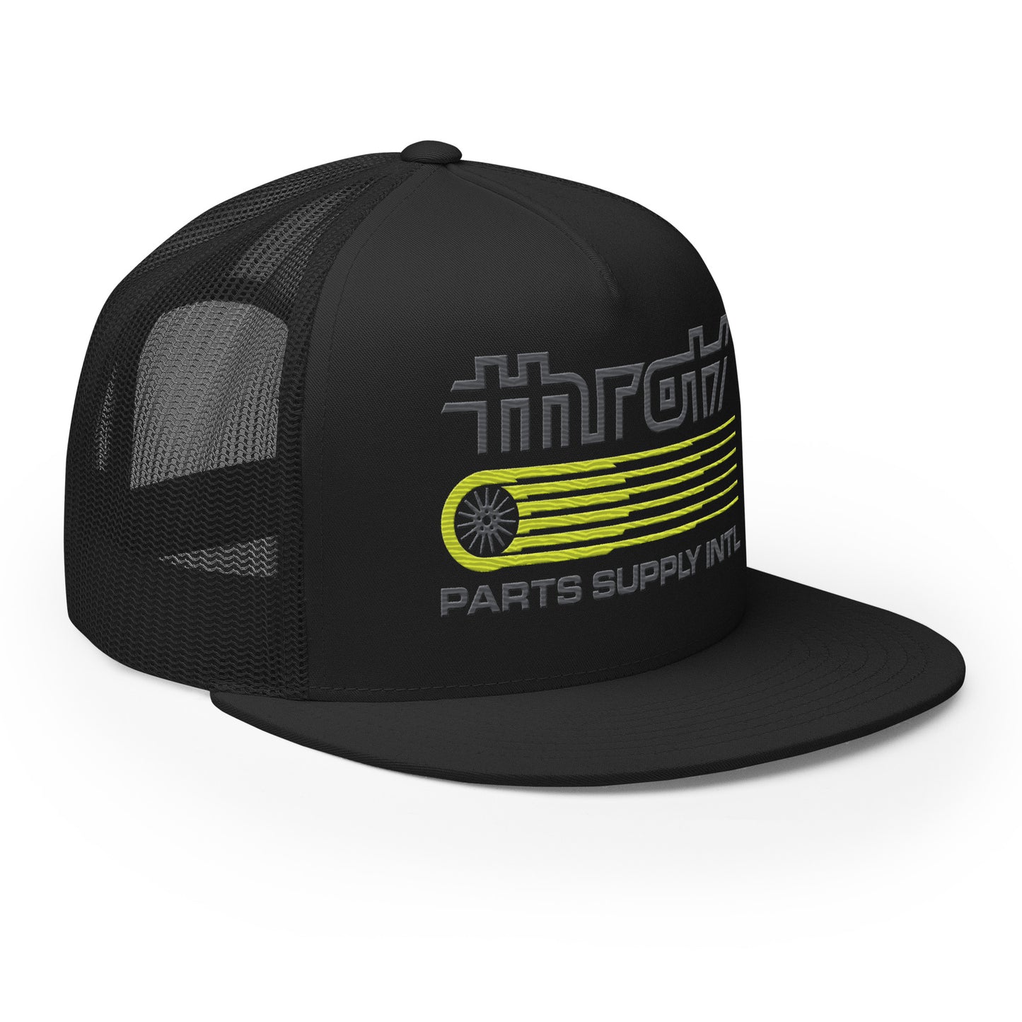 throtl International Parts Supply Short Black Trucker Hat