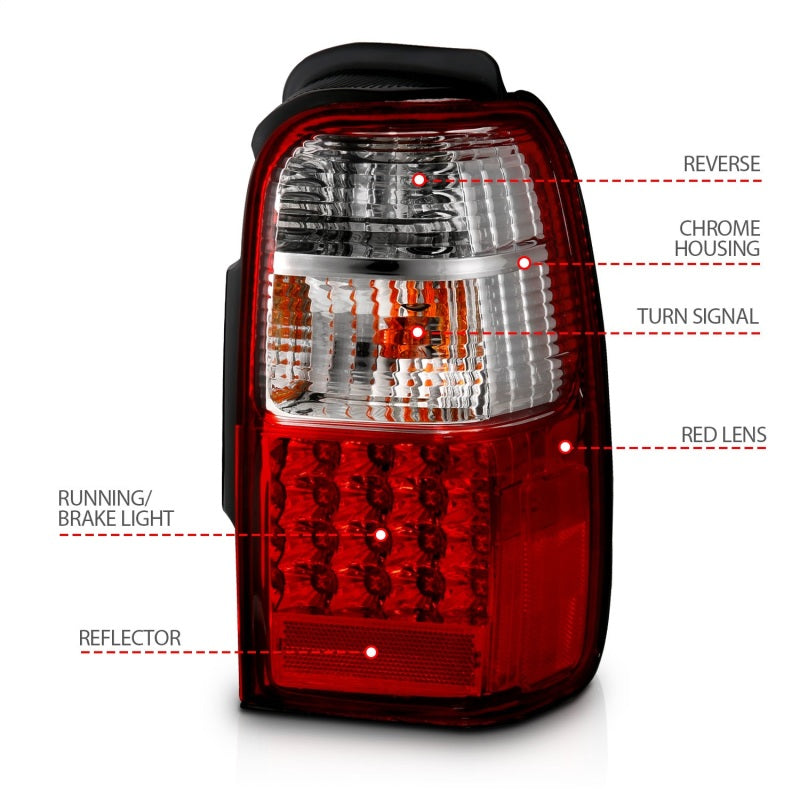 ANZO 2001-2002 Toyota 4 Runner LED Taillights Red/Clear - 311070