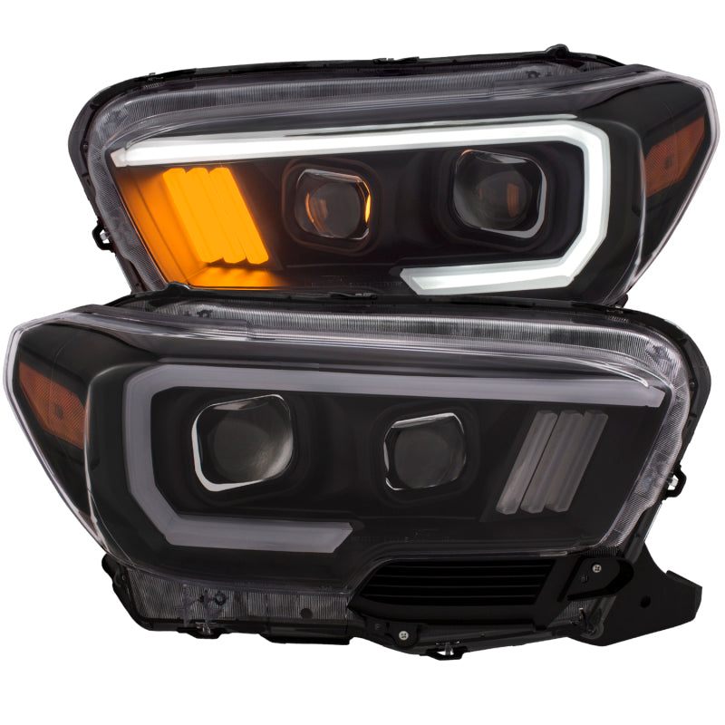 ANZO 2016-2017 Toyota Tacoma Projector Headlights w/ Plank Style Black - 111377