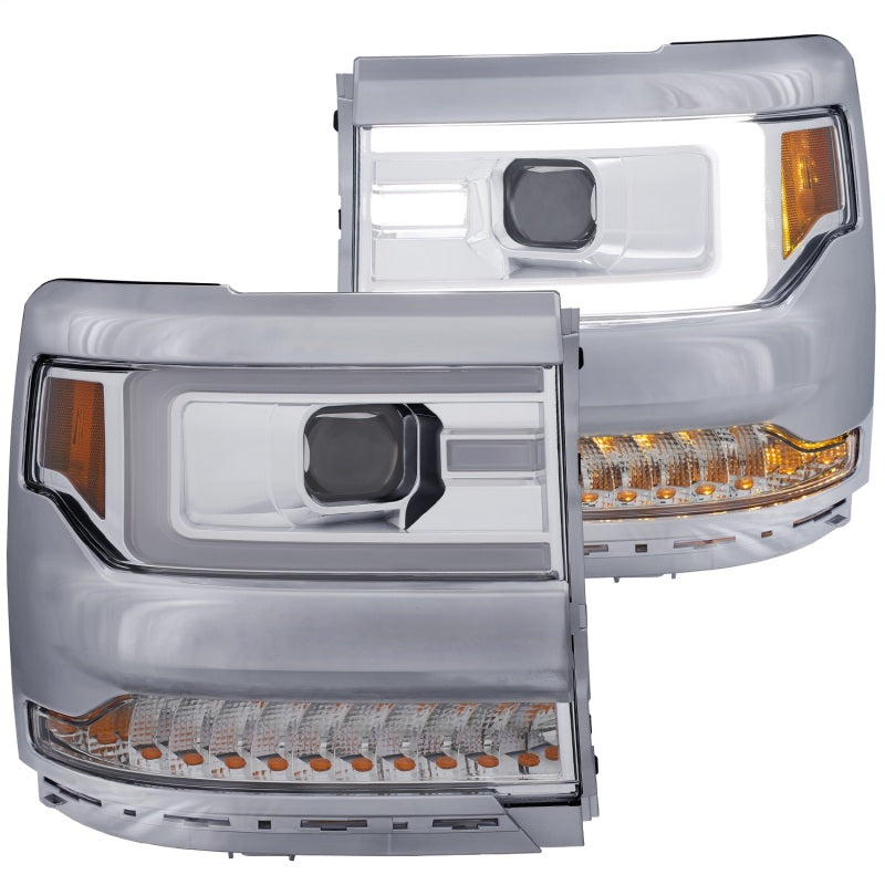 ANZO 16+ Chevy Silverado 1500 Projector Headlights Plank Style Chrome - 111376