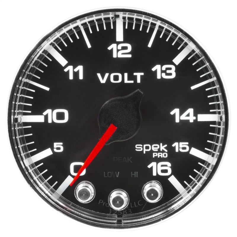 Autometer Spek-Pro Gauge Voltmeter 2 1/16in 16V Stepper Motor W/Peak - P344318