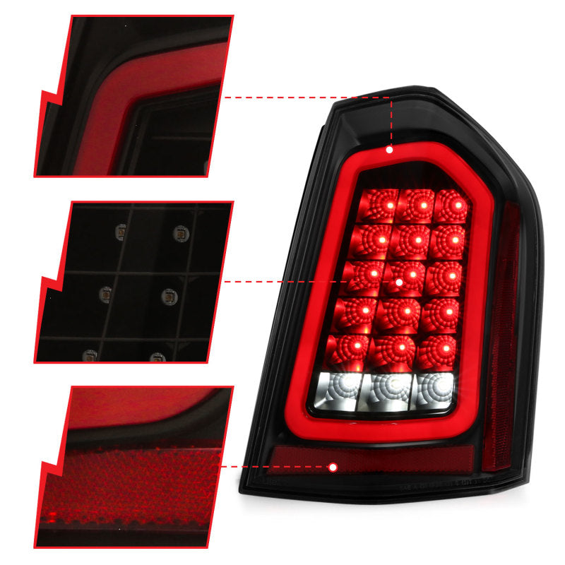 ANZO 11-14 Chrysler 300 LED Taillights Black w/ Sequential - 321343