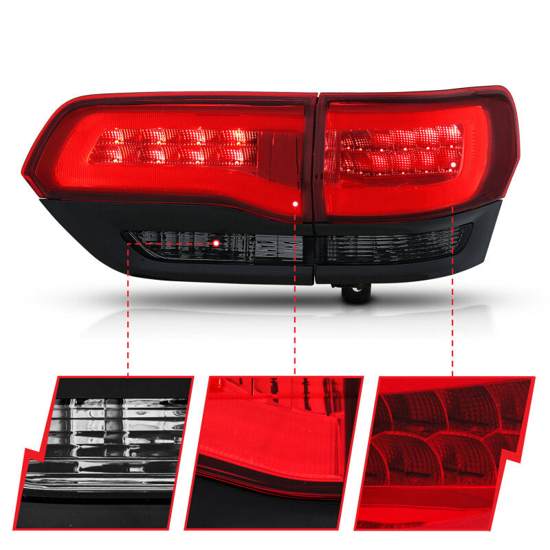 ANZO 2014-2016 Jeep Grand Cherokee LED Taillights Red/Smoke - 311269