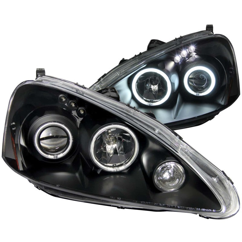 ANZO 2005-2006 Acura Rsx Projector Headlights w/ Halo Black - 121197