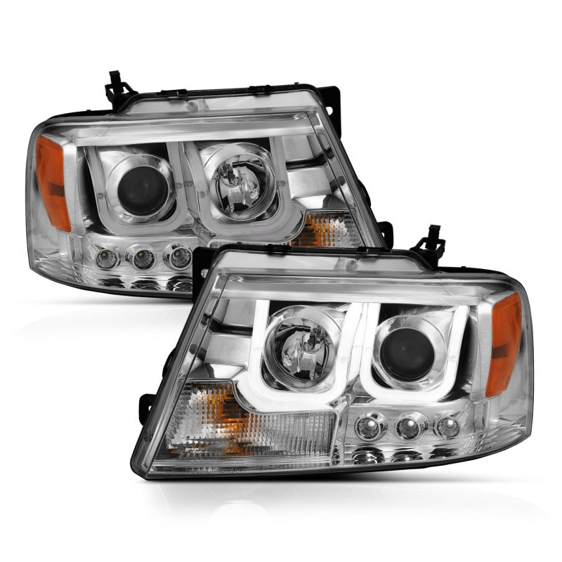 ANZO 2004-2008 Ford F-150 Projector Headlights w/ U-Bar Chrome - 111287