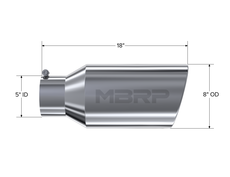 MBRP Universal Tip 8in OD Rolled End 5in Inlet 18in - T5129