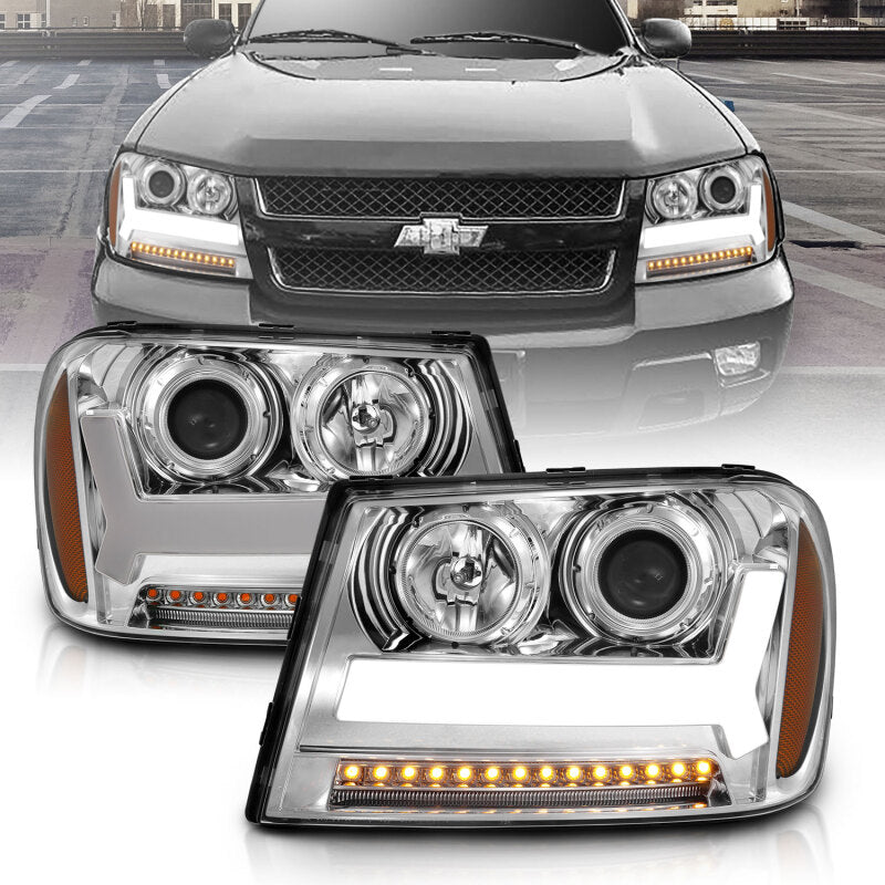 ANZO 2006-2009 Chevrolet Trailblazer Projector Headlights w/ Plank Style Design - 111391