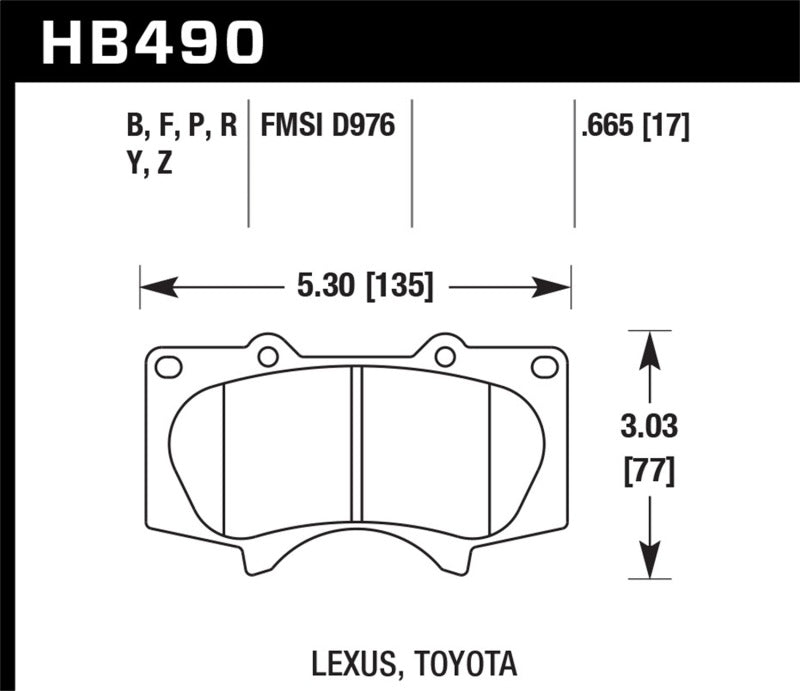 Hawk 10 Lexus GX460 / 03-09 Lexus GX470 / 04-10 - HB490Y.665