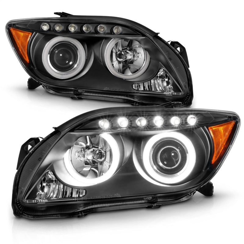 ANZO 2005-2010 Scion Tc Projector Headlights w/ Halo Black (CCFL) - 121119