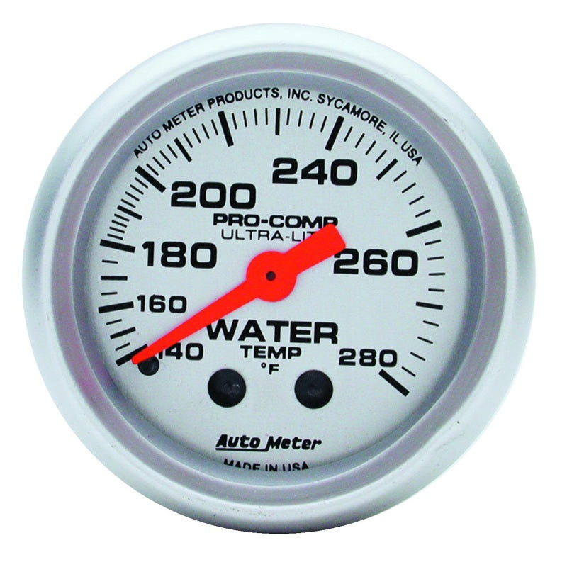 Autometer Ultra-Lite 52mm 140-280 Deg F Mechanical Water Temp Gauge - 4331