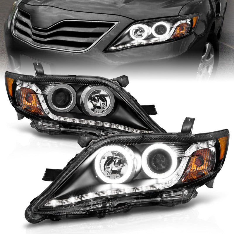 ANZO 2010-2011 Toyota Camry Projector Headlights w/ Halo Black (CCFL) - 121442