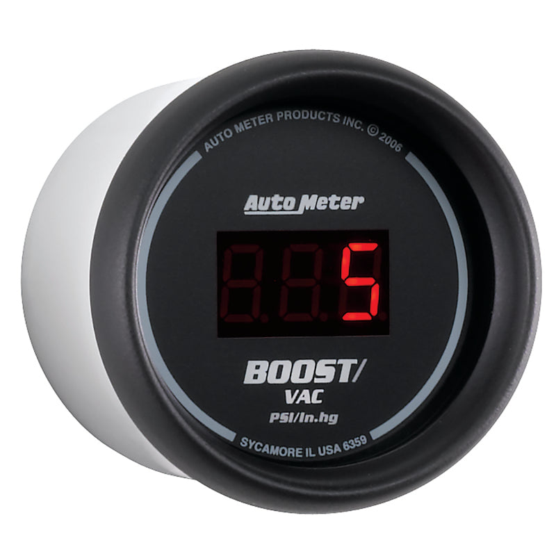 Autometer Black 52mm 30 In Hg.-Vac./30 PSI Digital Vacuum/Boost Gauge - 6359