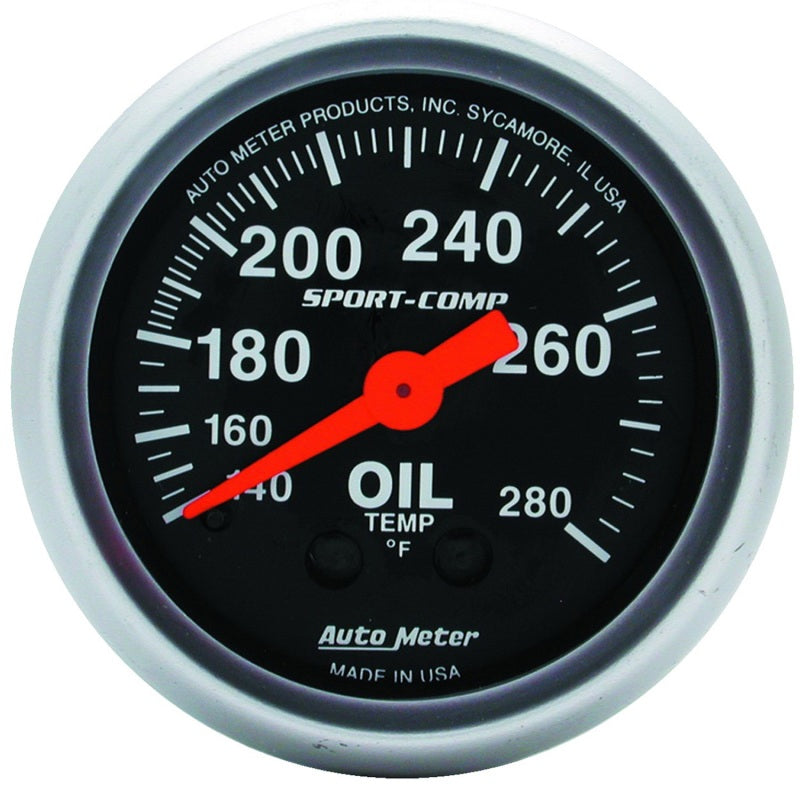 Autometer Sport-Comp 52.4mm 140-280 Deg F Mech Oil Temp Gauge - 3341