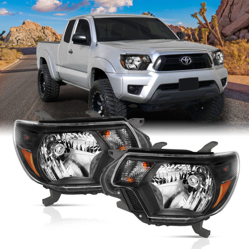 ANZO 2012-2015 Toyota Tacoma Crystal Headlights Black - 111395