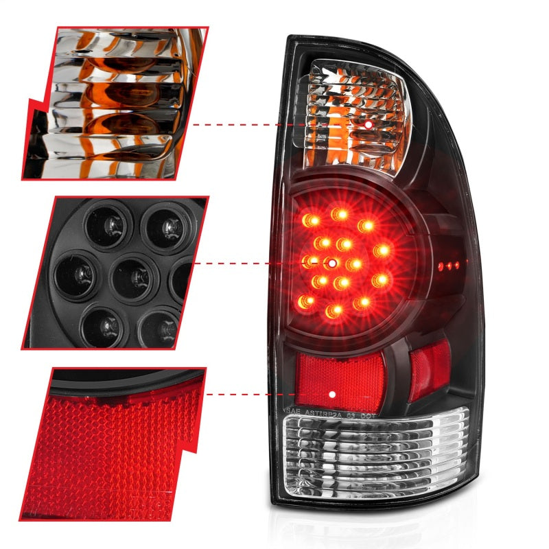 ANZO 2005-2015 Toyota Tacoma LED Taillights Black - 311042