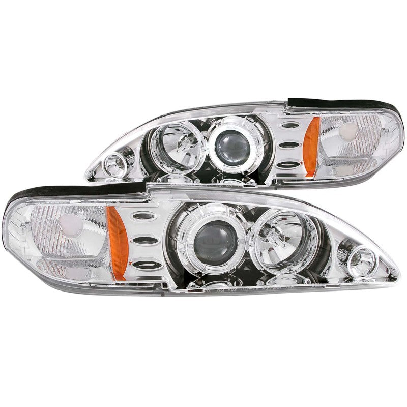 ANZO 1994-1998 Ford Mustang Projector Headlights w/ Halo Chrome 1pc - 121039