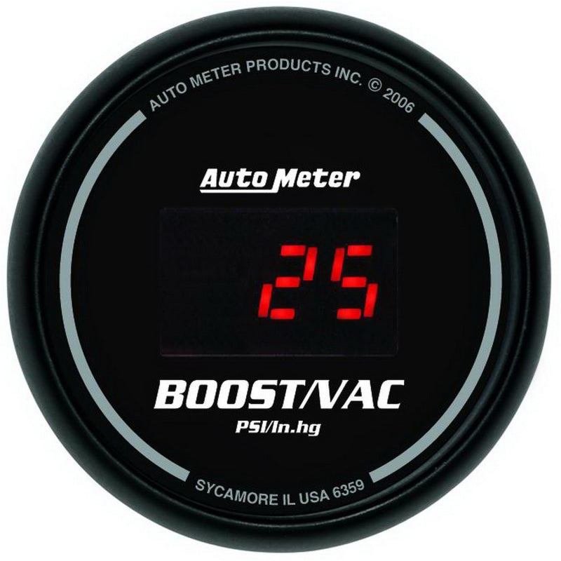 Autometer Black 52mm 30 In Hg.-Vac./30 PSI Digital Vacuum/Boost Gauge - 6359