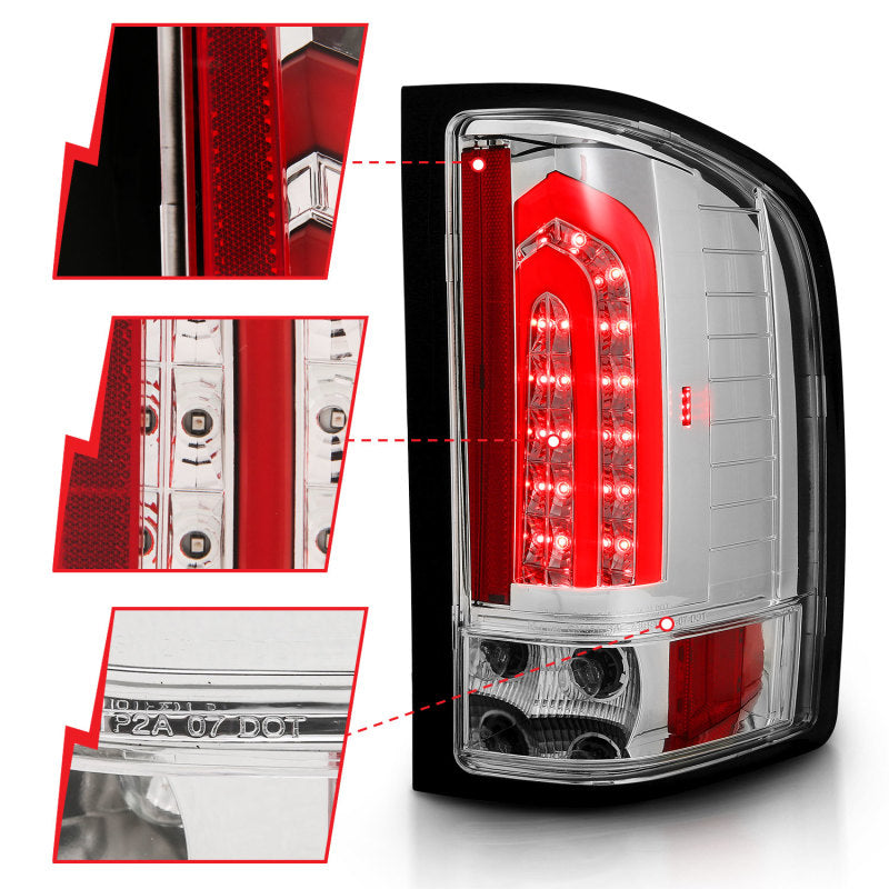 ANZO 2007-2013 Chevrolet Silverado 1500 LED Taillights Chrome - 321341