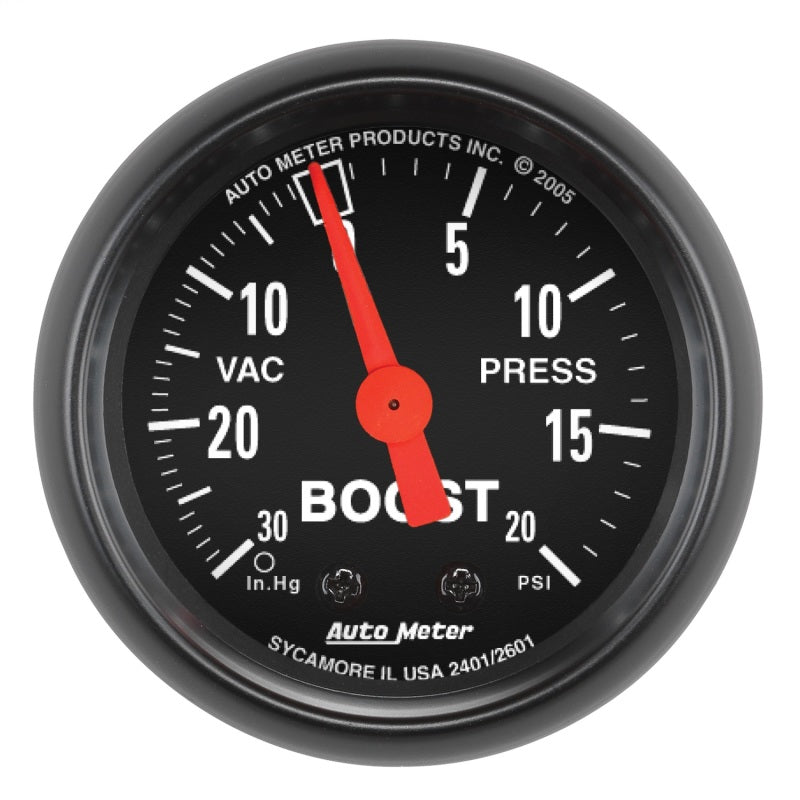 Autometer Z Series 52mm 20 PSI Mechanical Boost Vacumm Gauge - 2601