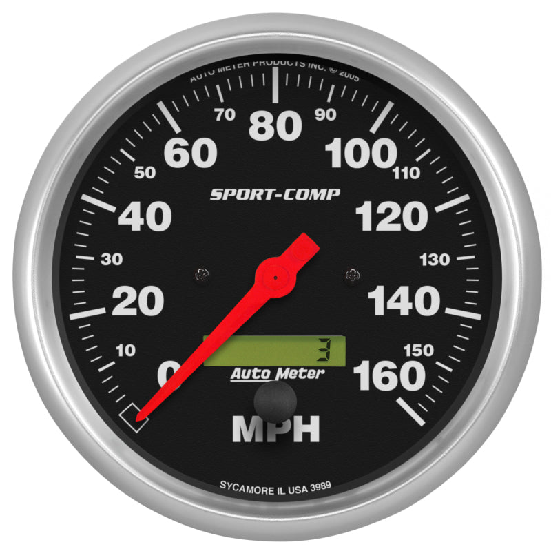 Autometer Sport-Comp 5 inch 160 MPH Electronic Speedometer Gauge w/LCD - 3989