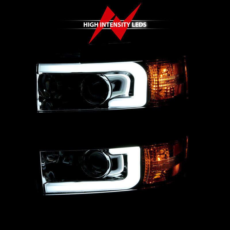 ANZO 2015-2016 Chevrolet Silverado Projector Headlights w/ Plank Style Design - 111360