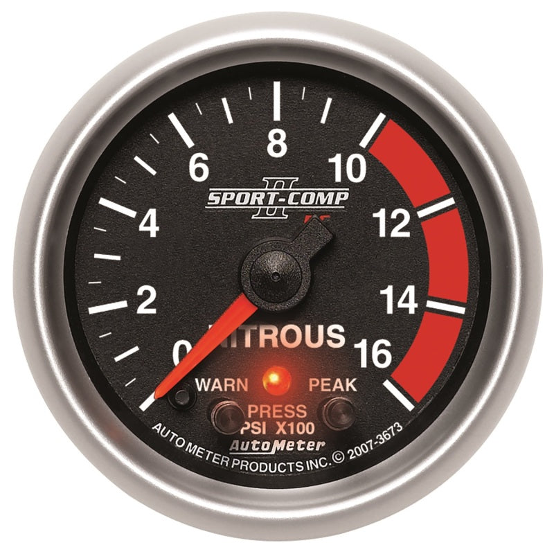 Autometer Sport-Comp II Pro Control 52mm 1600 PSI Nitrous Pressure - 3673