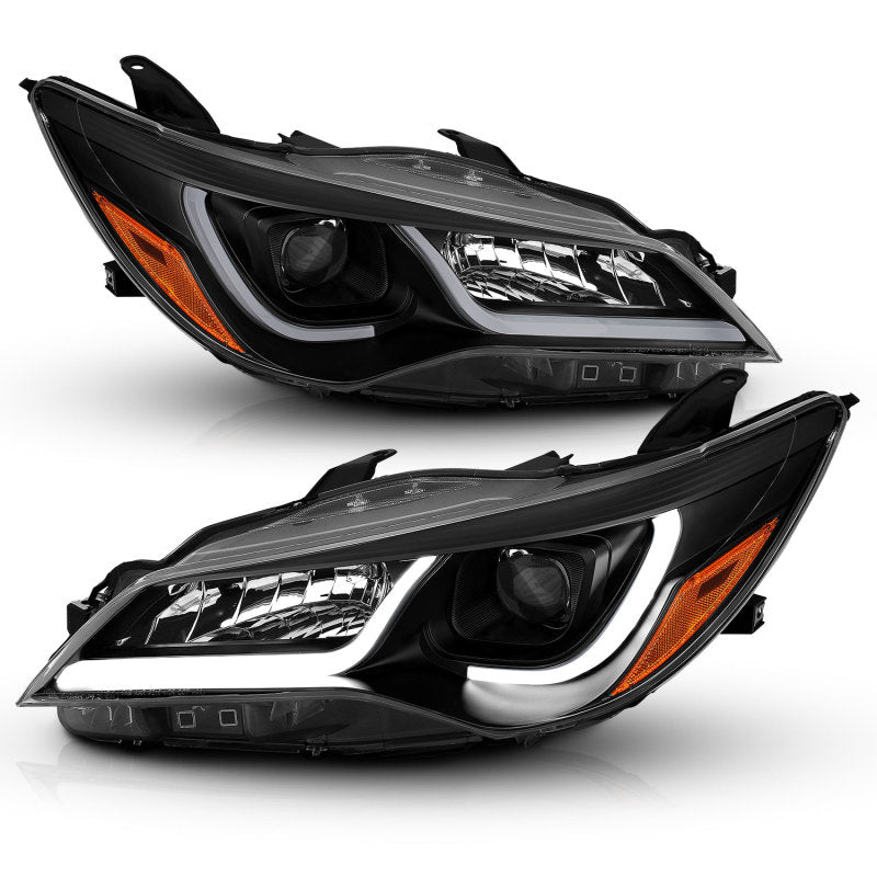 ANZO Projector Headlights With Plank Style Design Black w/Amber 15-16 - 121518