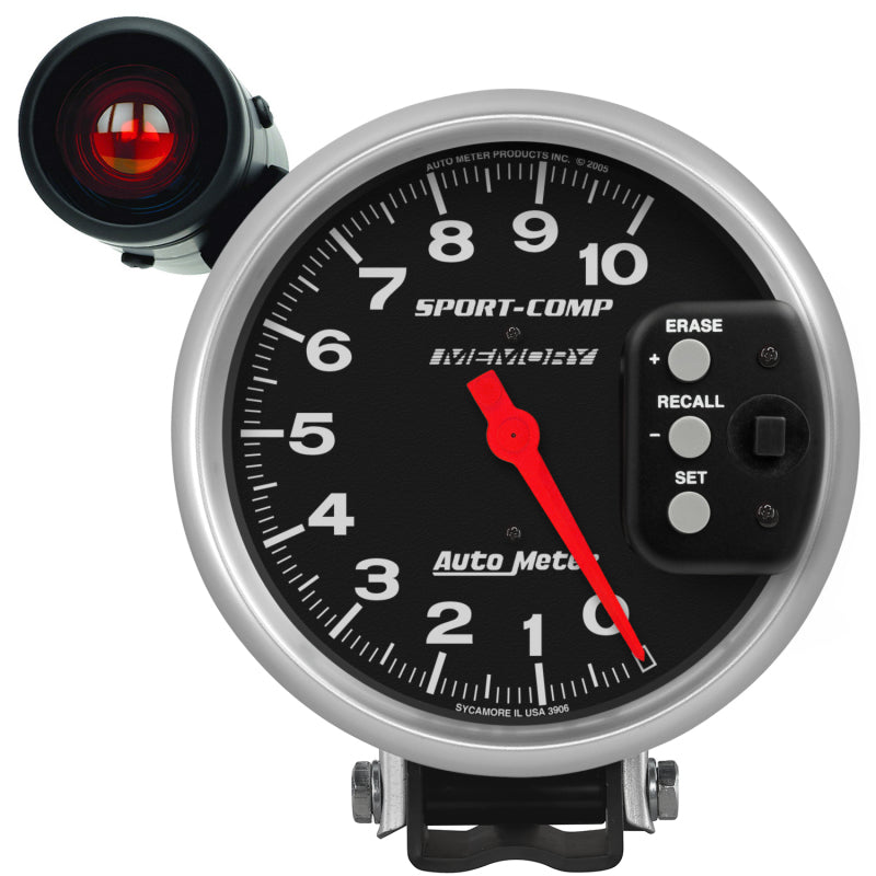 Autometer Sport-Comp 5 inch 10K RPM Shift Light Tach w/memory - 3906