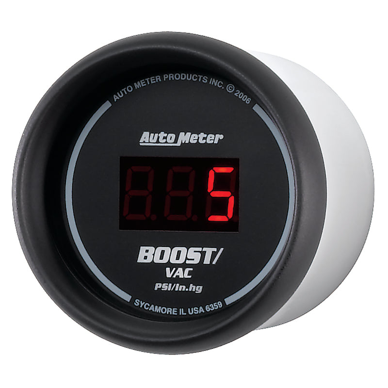 Autometer Black 52mm 30 In Hg.-Vac./30 PSI Digital Vacuum/Boost Gauge - 6359