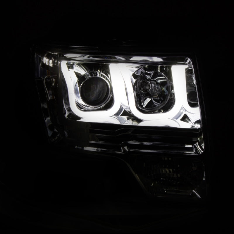 ANZO 2009-2014 Ford F-150 Projector Headlights w/ U-Bar Chrome - 111264